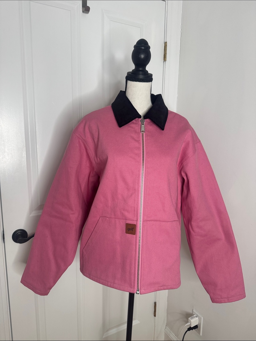 Golf Wang Pink Quilted Canvas Jacket Black Cord Collar Sz S